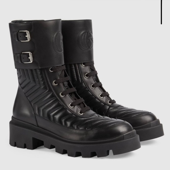 Nappa Frances GG Matelasse Platform Combat Boots - Picture 10 of 10